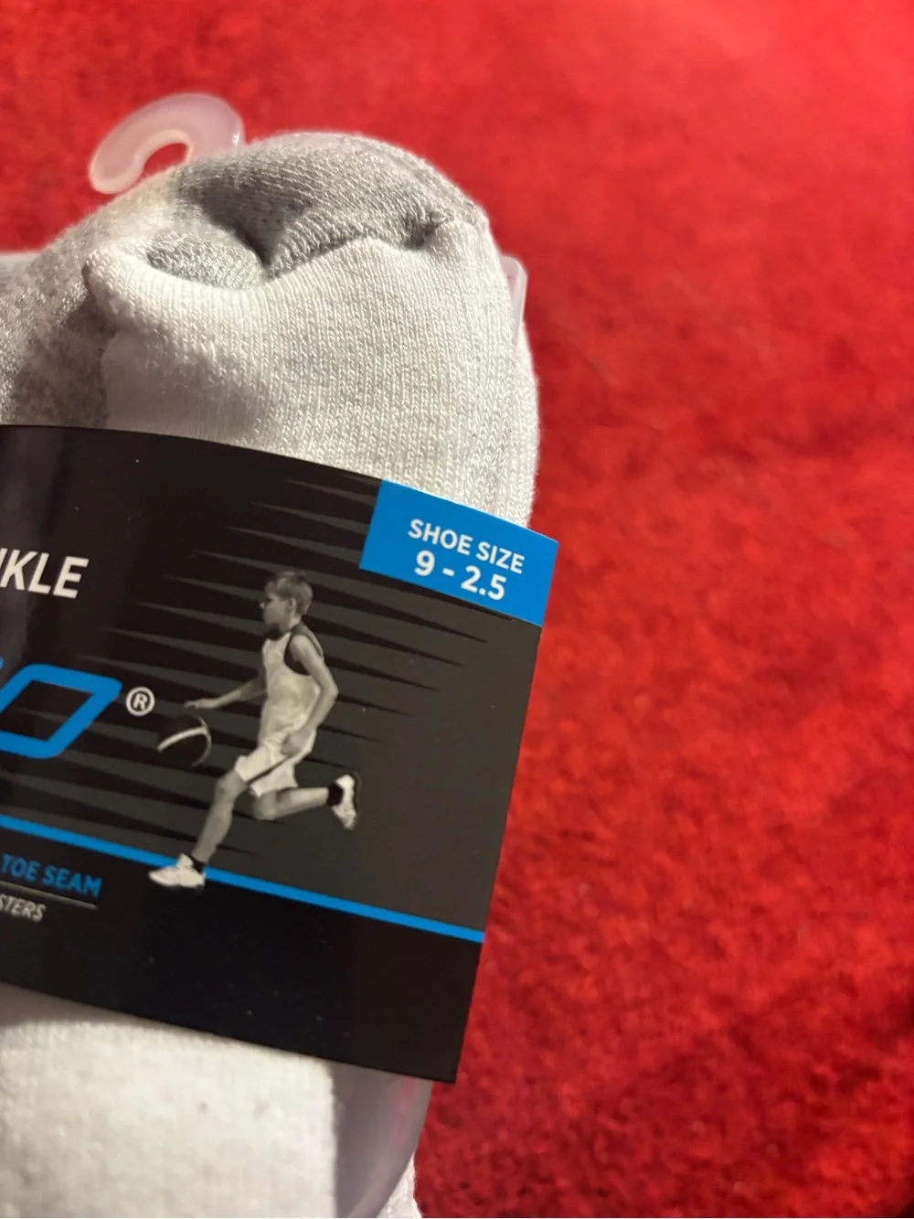Zone Pro Boys' Full Cushion Ankle Socks - White & Gray (4 Pair) shoe size 9-2.5